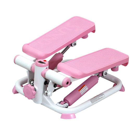 Exercise Low-Impact Stair Step Cardio Equipment with Resistance Bands, Digital Monitor, Up Down Pink - P2000
