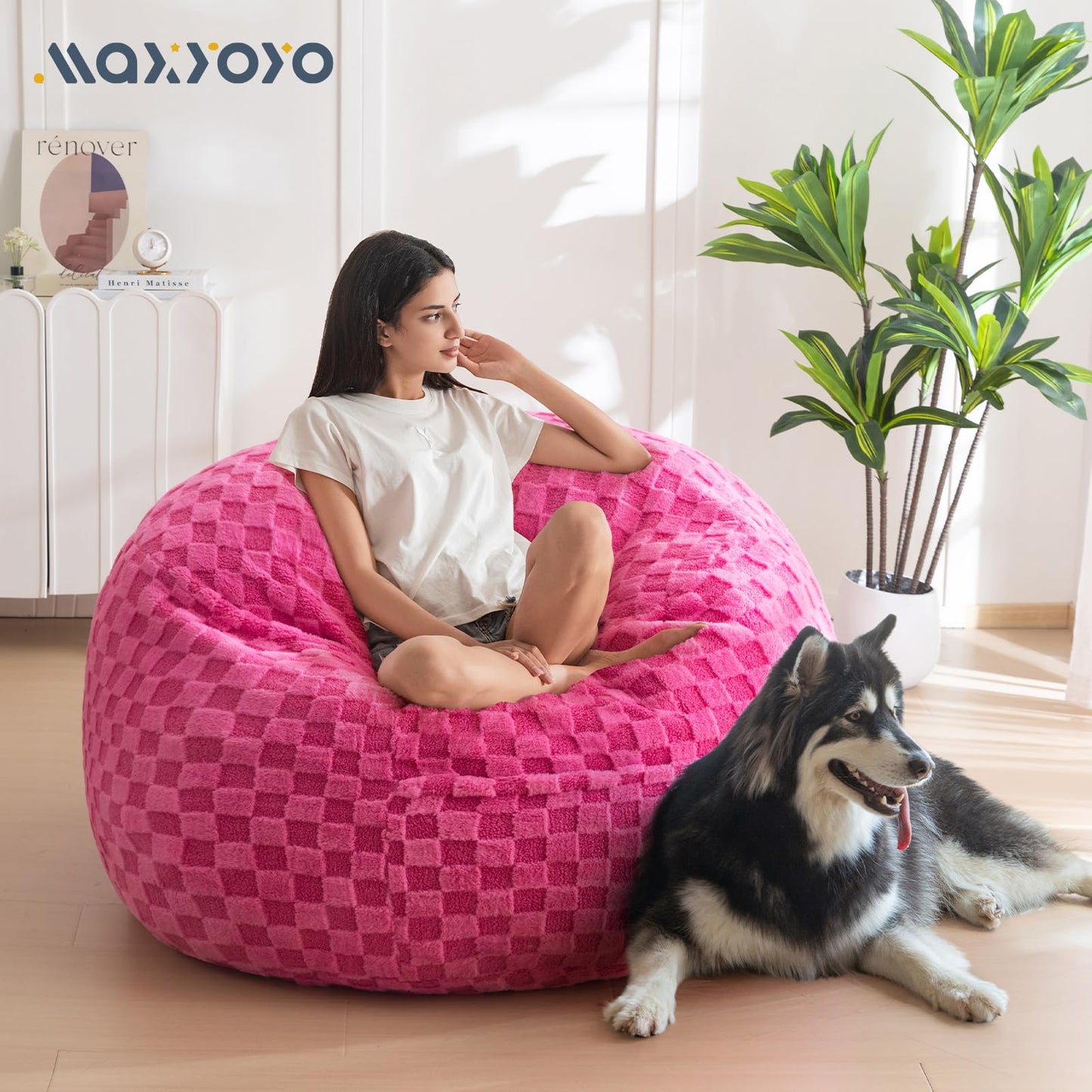 Giant Bean Bag Chair Bed for Adults, Convertible Beanbag Folds from Lazy Chair to Floor Mattress Bed, Large Floor Sofa Couch, Big Sofa Bed, High-Density Foam Filling, Machine Washable Cover