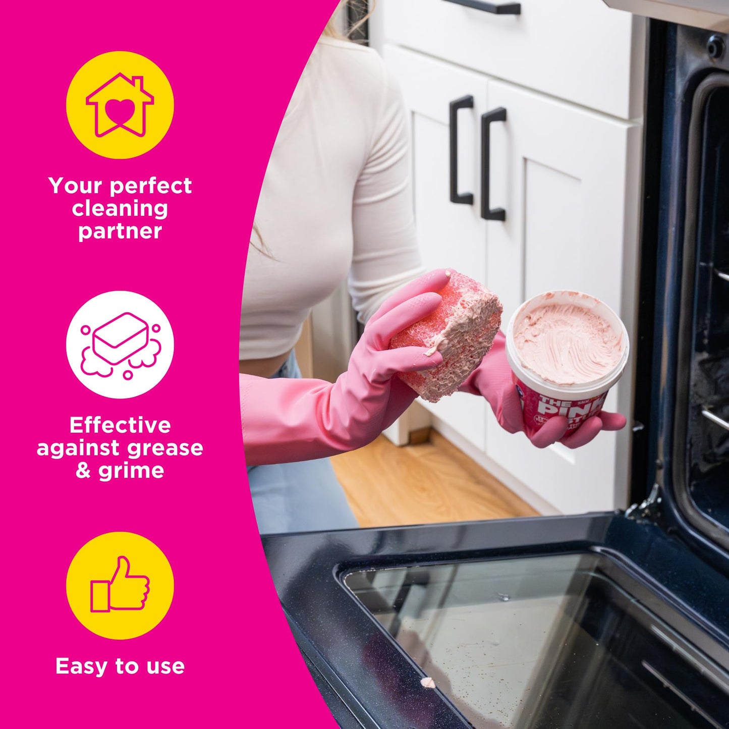 The Pink Stuff Miracle Cleaning Paste & SQeeZY Scrubber Sponge Bundle – All-Purpose, Non-Scratch Cleaner for Kitchens, Bathrooms, Walls, Floors, Pots, Grout, and More