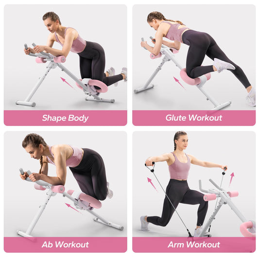 Ab Machine, Ab Workout Equipment, Adjustable Ab Trainer Machine for Abs Workout(Pink)